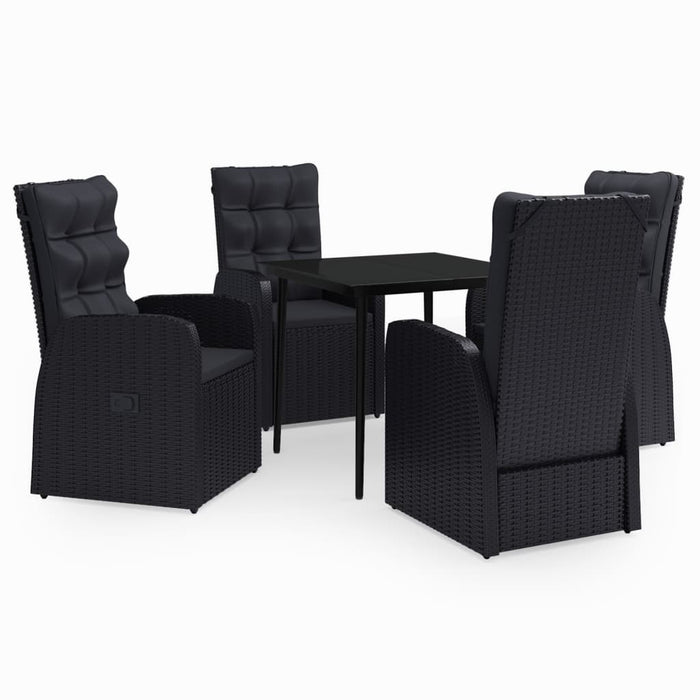 Set masă pentru grădină, 5 piese, cu perne, negru WALTI