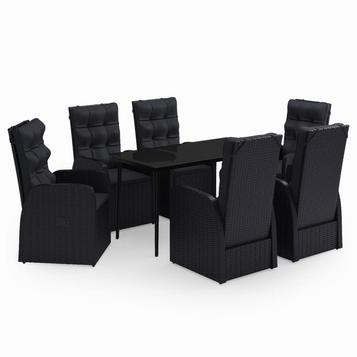 Set de masă pentru grădină, 7 piese, cu perne, negru - WALTI WALTI