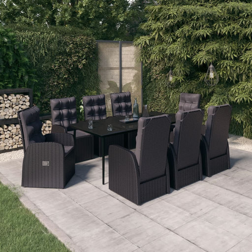 Set mobilier de grădină cu perne, 9 piese, negru - WALTI WALTI
