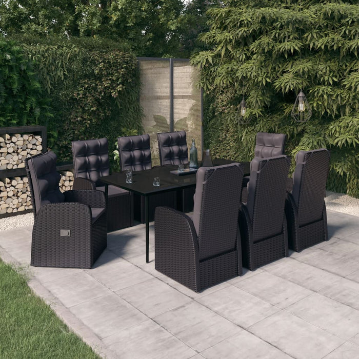 Set mobilier de grădină cu perne, 9 piese, negru - WALTI WALTI