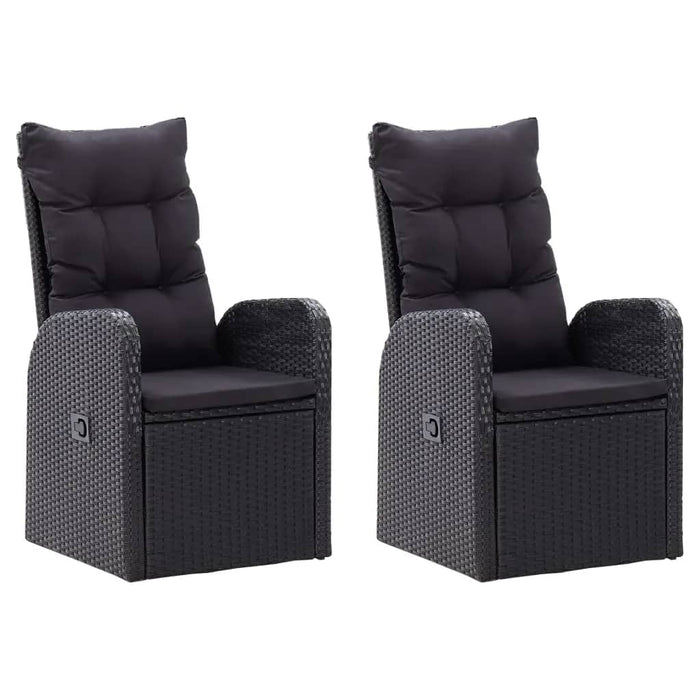 Set de masă pentru grădină, 7 piese, cu perne, negru WALTI