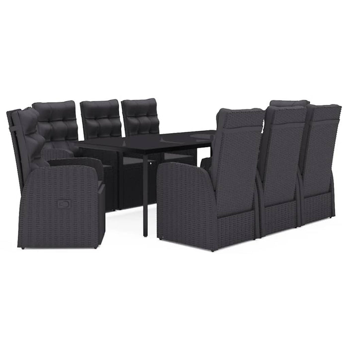 Set mobilier de grădină cu perne, 9 piese, negru WALTI