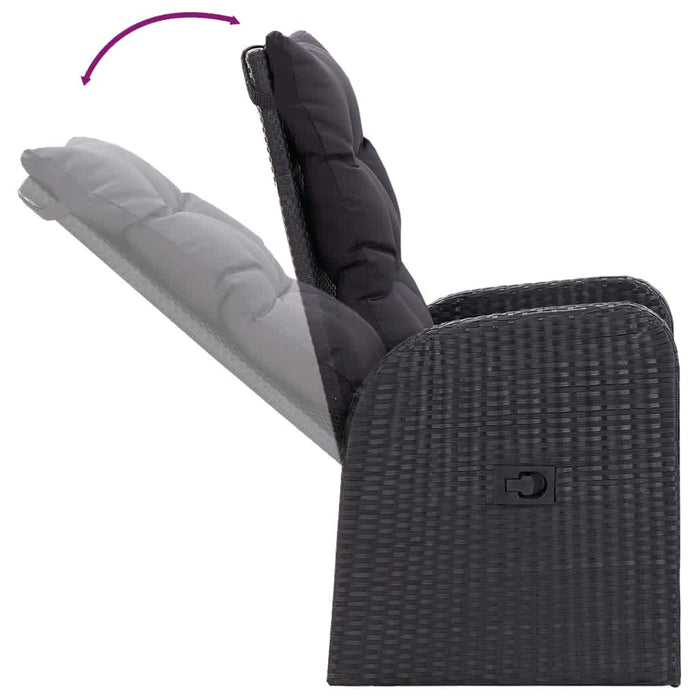 Set mobilier de grădină cu perne, 9 piese, negru WALTI