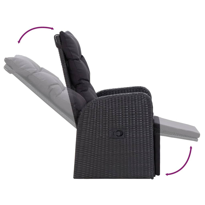 Set mobilier de grădină cu perne, 9 piese, negru WALTI