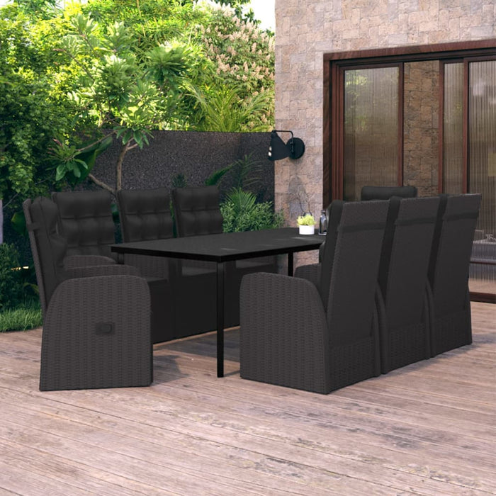 Set mobilier de grădină cu perne, 9 piese, negru WALTI