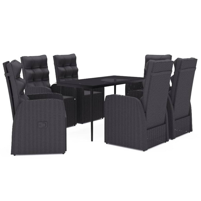 Set de masă pentru grădină, 7 piese, cu perne, negru - WALTI WALTI