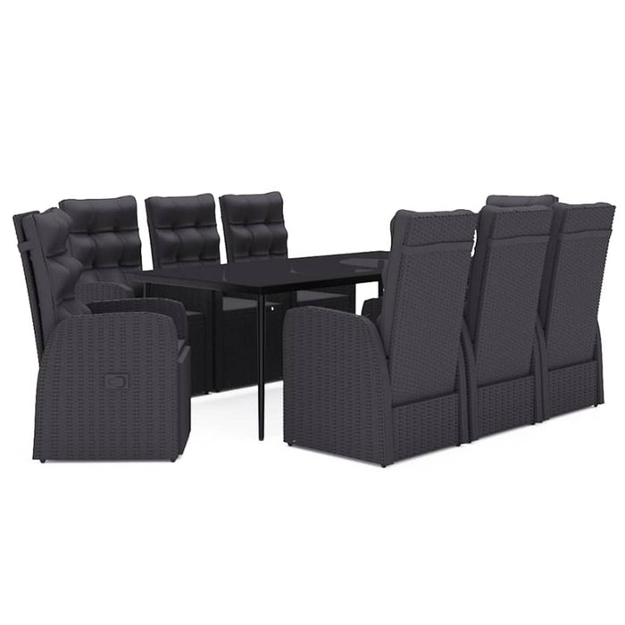 Set mobilier de grădină cu perne, 9 piese, negru - WALTI WALTI