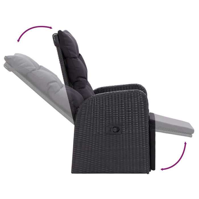 Set mobilier de grădină cu perne, 9 piese, negru - WALTI WALTI