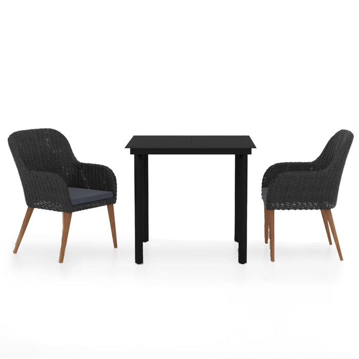 Set mobilier de grădină cu perne, 3 piese, negru - WALTI WALTI