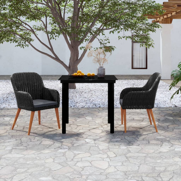 Set mobilier de grădină cu perne, 3 piese, negru - WALTI WALTI