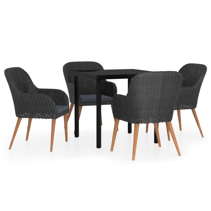 Set masă pentru grădină, 5 piese, cu perne, negru - WALTI WALTI