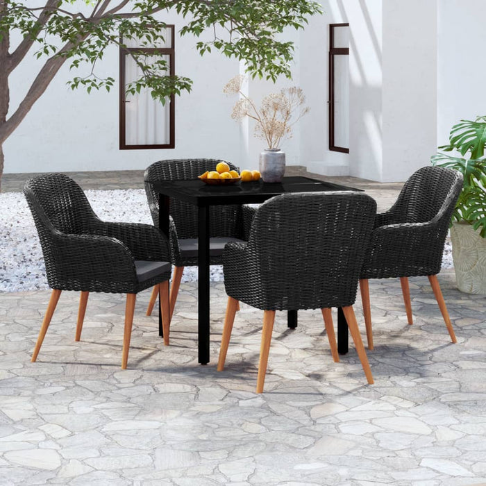 Set masă pentru grădină, 5 piese, cu perne, negru - WALTI WALTI