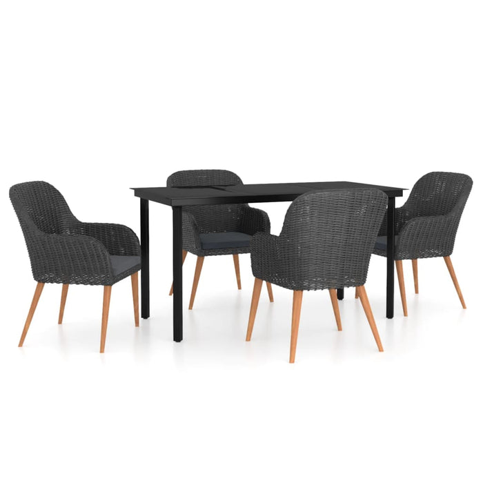 Set masă pentru grădină, 5 piese, cu perne, negru - WALTI WALTI