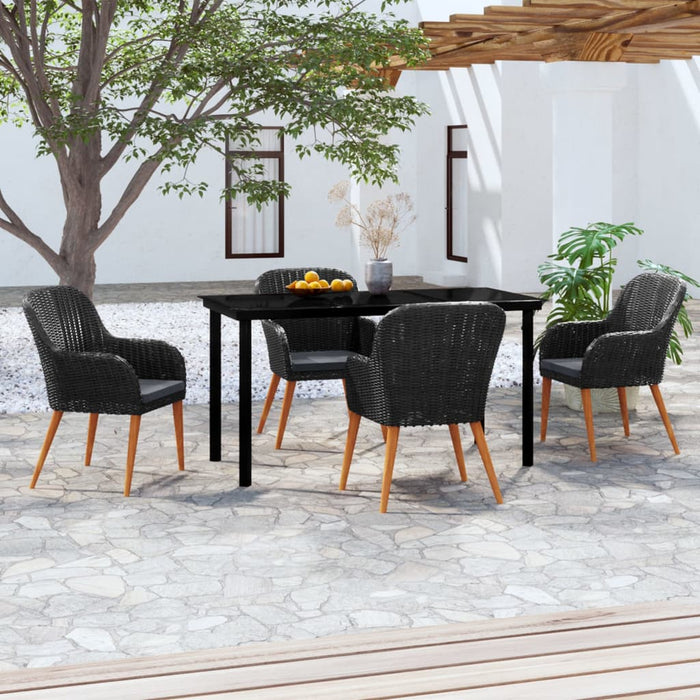 Set masă pentru grădină, 5 piese, cu perne, negru - WALTI WALTI