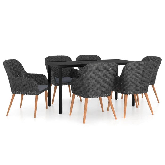 Set de masă pentru grădină, 7 piese, cu perne, negru - WALTI WALTI