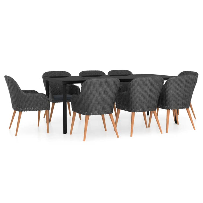Set mobilier de grădină cu perne, 9 piese, negru WALTI