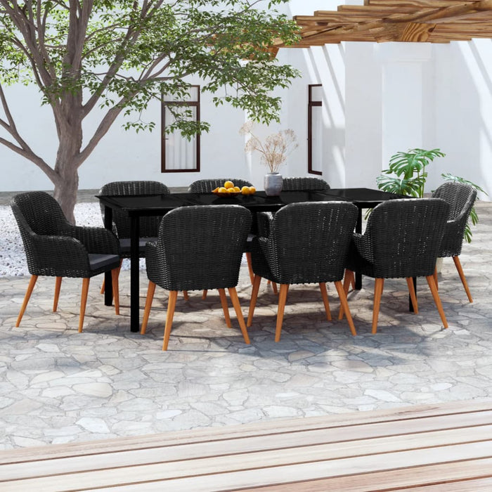 Set mobilier de grădină cu perne, 9 piese, negru WALTI