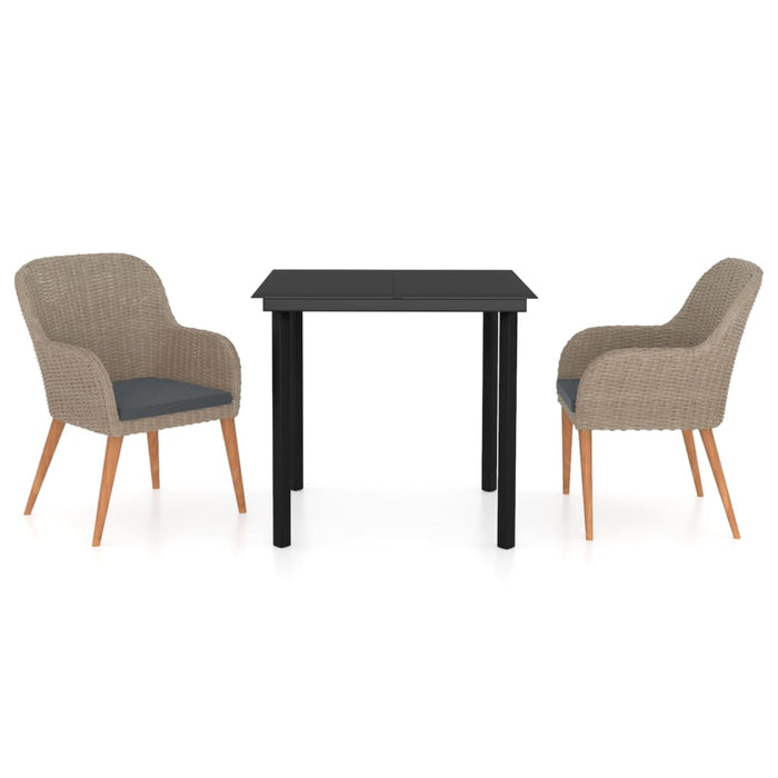 Set mobilier de grădină cu perne, 3 piese, maro WALTI