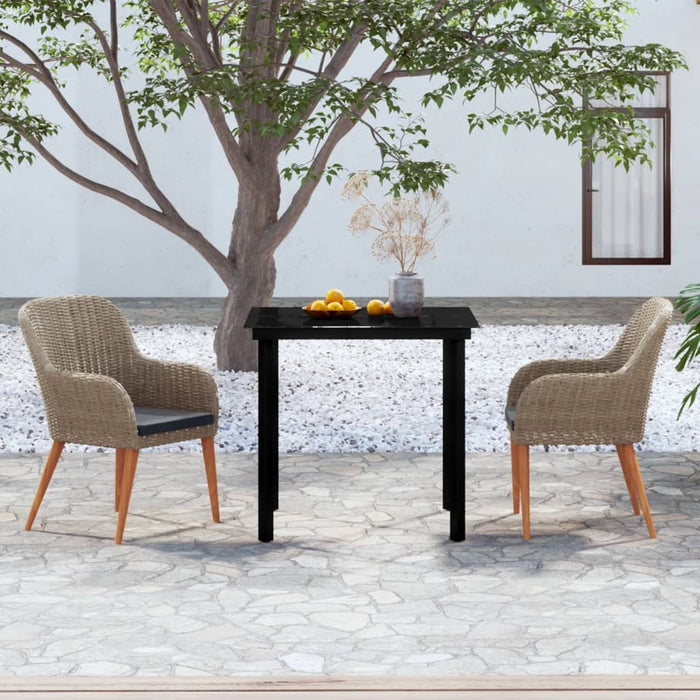 Set mobilier de grădină cu perne, 3 piese, maro WALTI