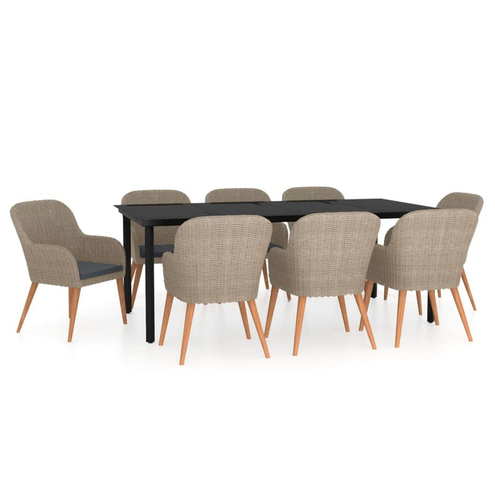 Set mobilier de grădină cu perne, 9 piese, maro WALTI