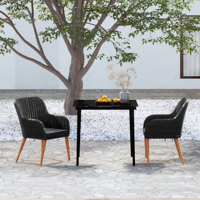 Set mobilier de grădină cu perne, 3 piese, negru - WALTI WALTI