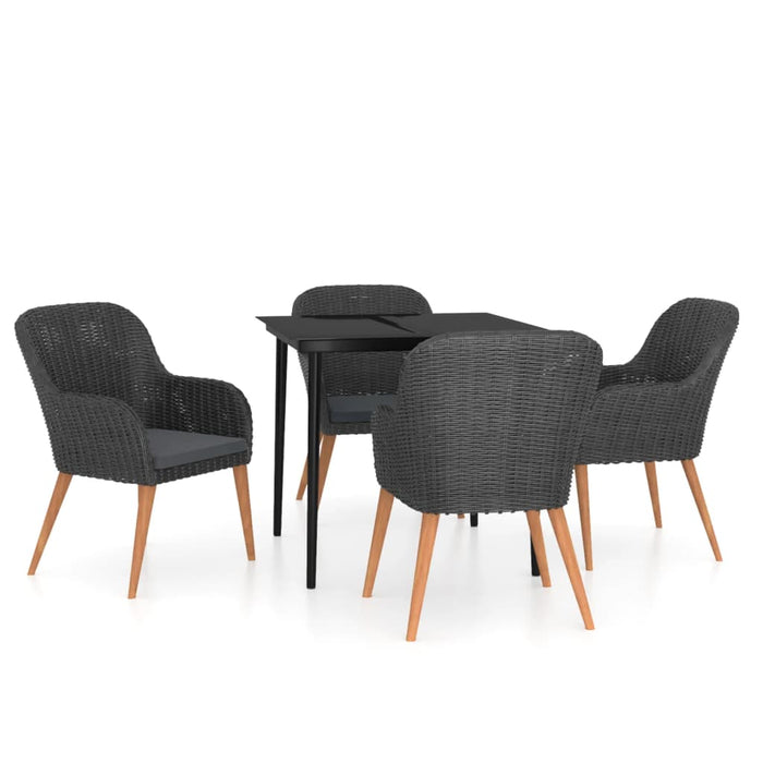 Set masă pentru grădină, 5 piese, cu perne, negru - WALTI WALTI