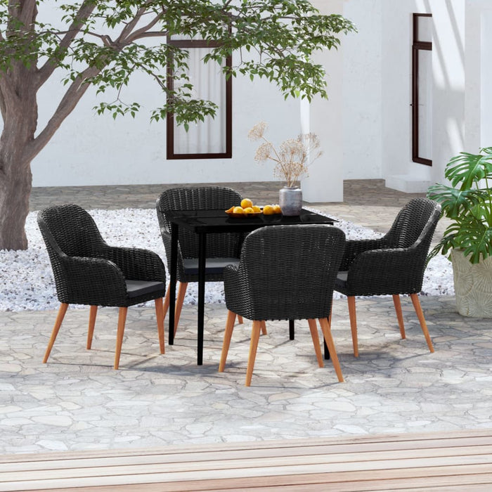 Set masă pentru grădină, 5 piese, cu perne, negru - WALTI WALTI