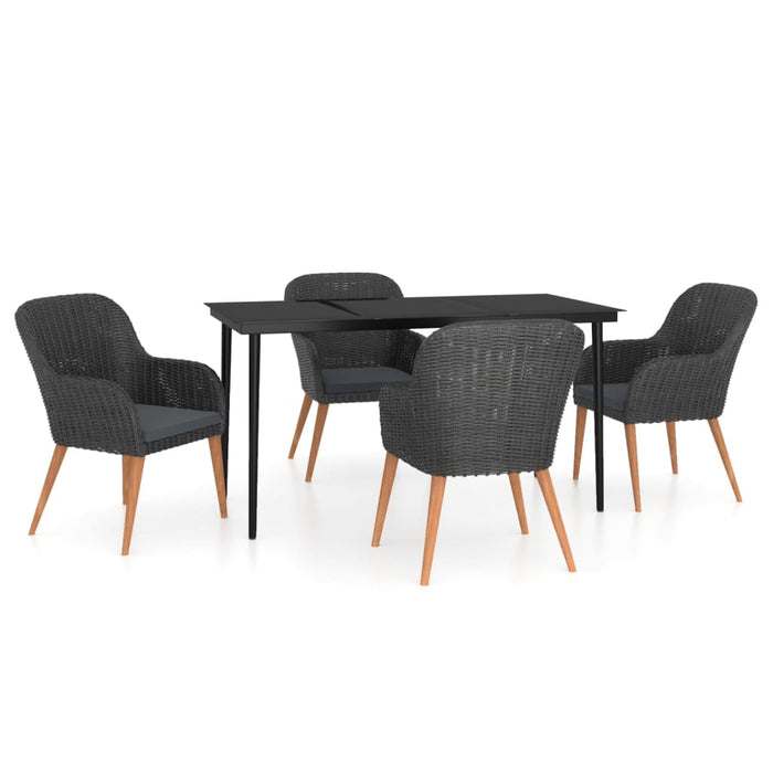 Set masă pentru grădină, 5 piese, cu perne, negru - WALTI WALTI