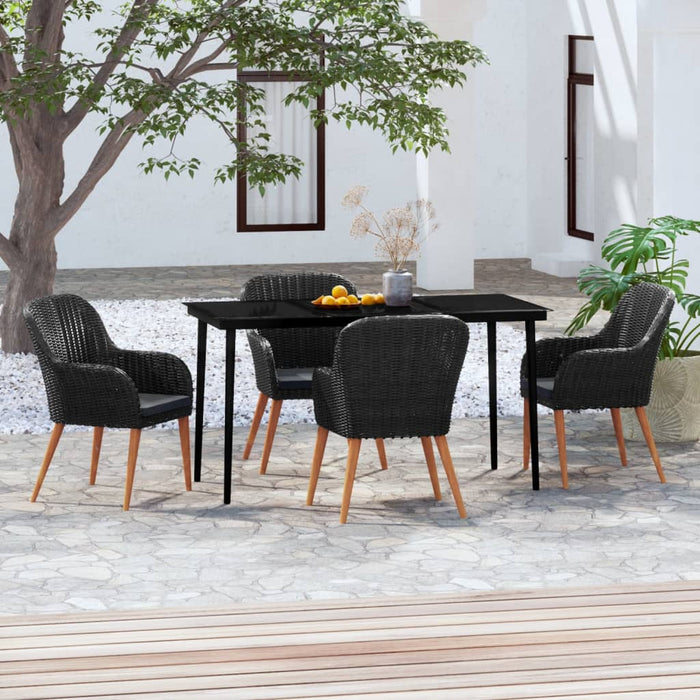 Set masă pentru grădină, 5 piese, cu perne, negru - WALTI WALTI