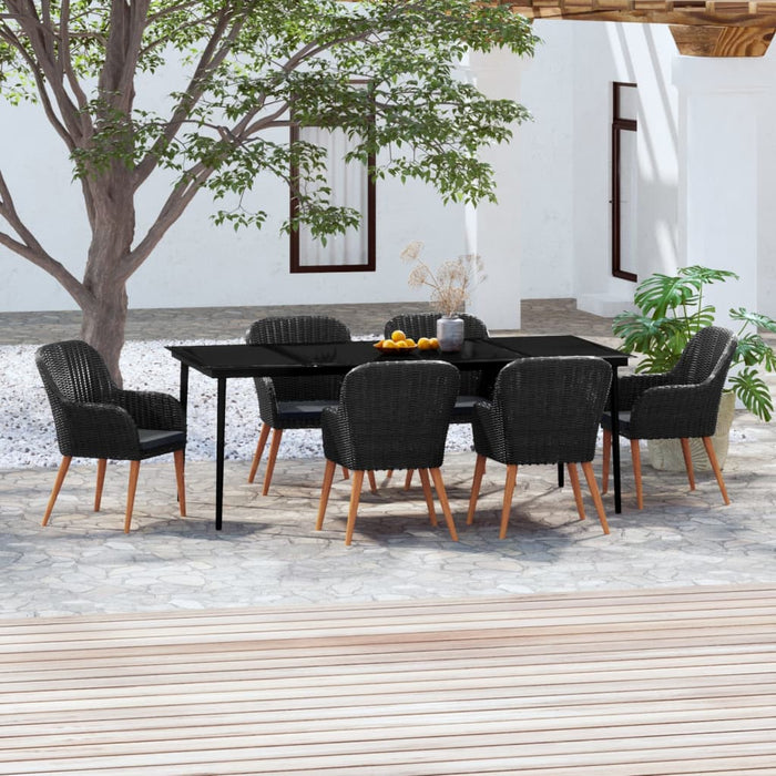 Set de masă pentru grădină, 7 piese, cu perne, negru - WALTI WALTI
