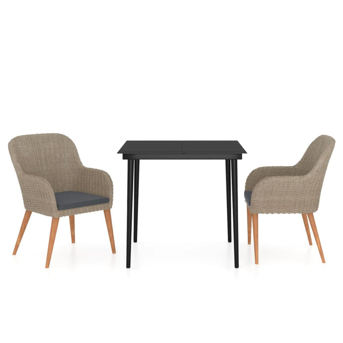 Set mobilier de grădină cu perne, 3 piese, maro WALTI