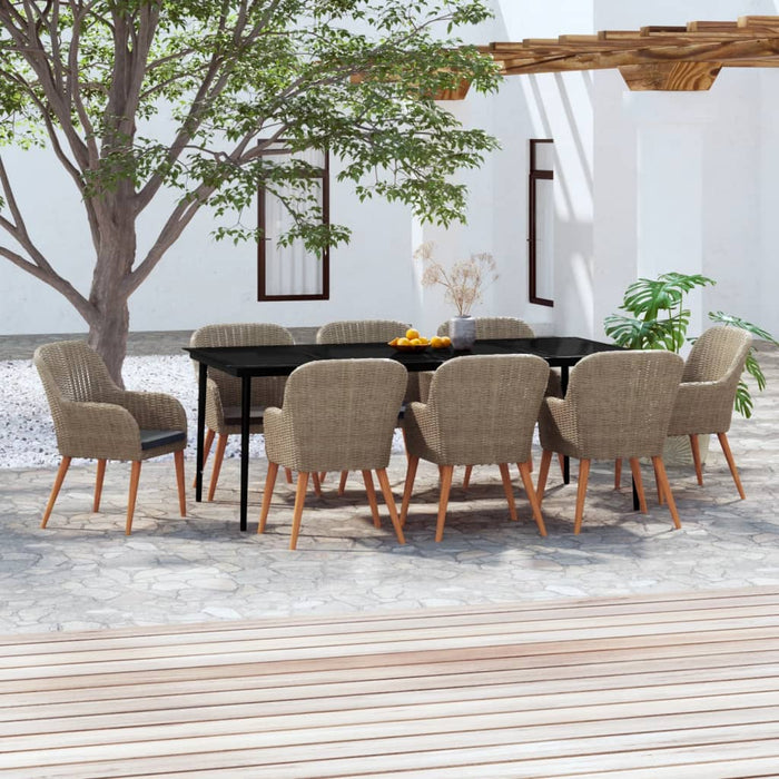 Set mobilier de grădină cu perne, 9 piese, maro WALTI