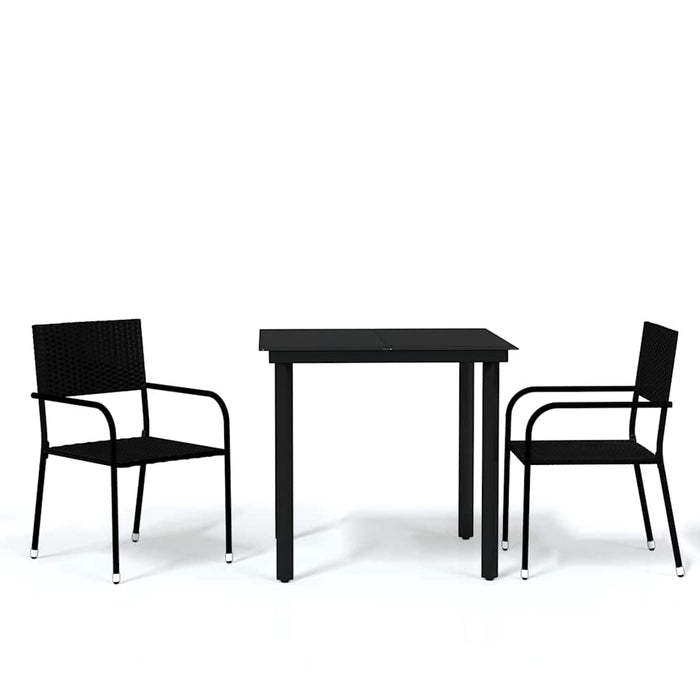 Set de mobilier pentru grădină, 3 piese, negru WALTI