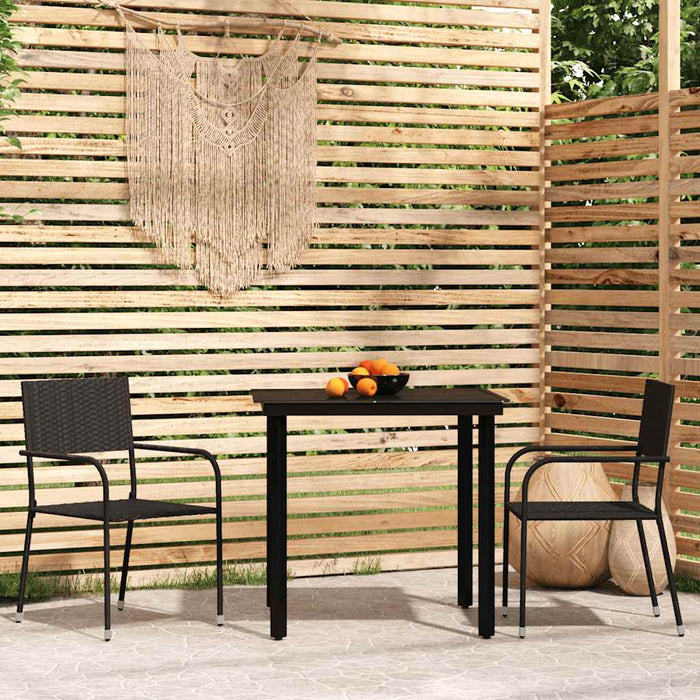 Set de mobilier pentru grădină, 3 piese, negru WALTI