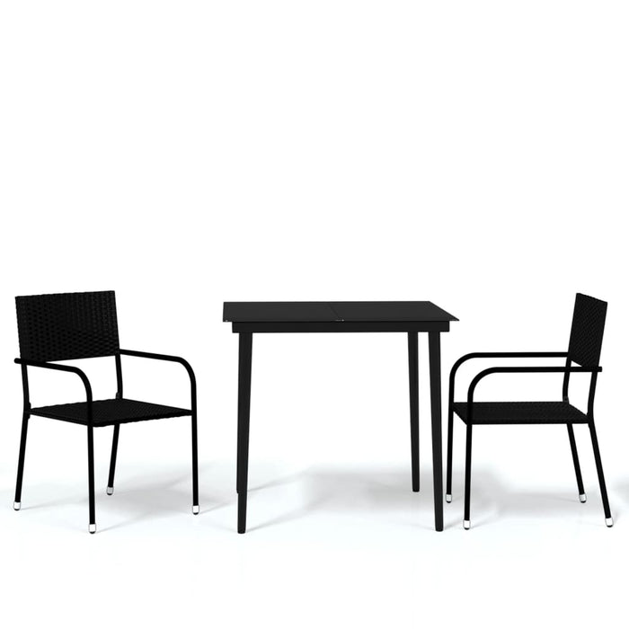 Set de mobilier pentru grădină, 3 piese, negru WALTI