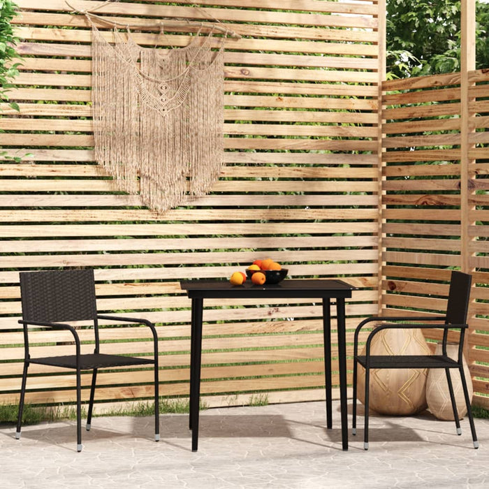 Set de mobilier pentru grădină, 3 piese, negru WALTI