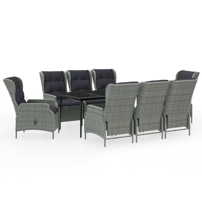 Set de mobilier pentru grădină, 9 piese, gri deschis WALTI