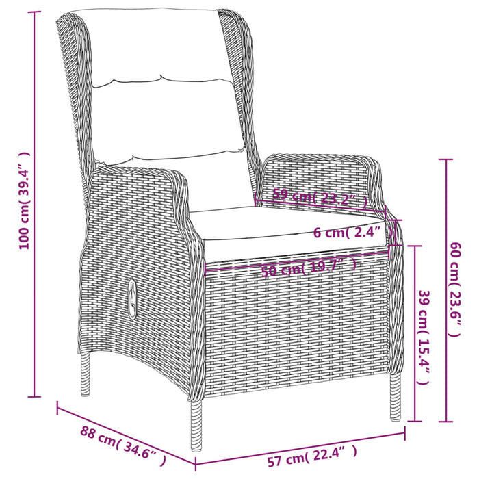 Set mobilier de grădină, 7 piese, maro WALTI