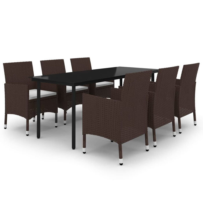 Set mobilier de grădină cu perne, 7 piese, poliratan și sticlă WALTI