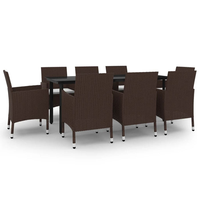 Set mobilier de grădină, cu perne, 9 piese, poliratan și sticlă WALTI