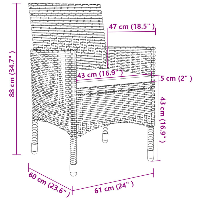 Set mobilier de grădină, cu perne, 9 piese, poliratan și sticlă WALTI