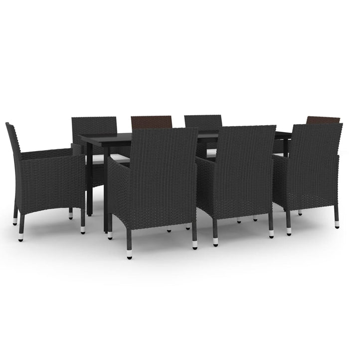 Set mobilier de grădină cu perne, 9 piese, poliratan și sticlă - WALTI WALTI