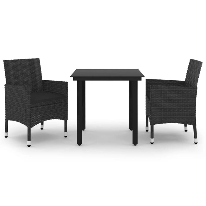Set mobilier de grădină cu perne, 3 piese, poliratan și sticlă WALTI
