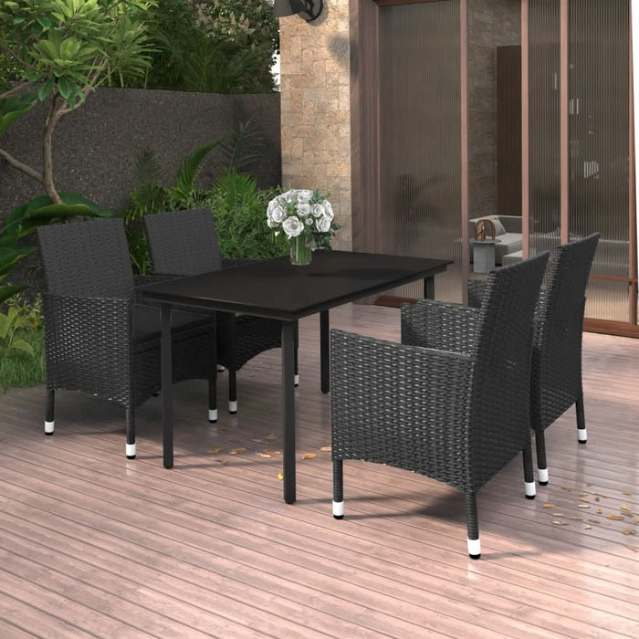 Set mobilier de grădină cu perne 5 piese poliratan & sticlă - WALTI WALTI