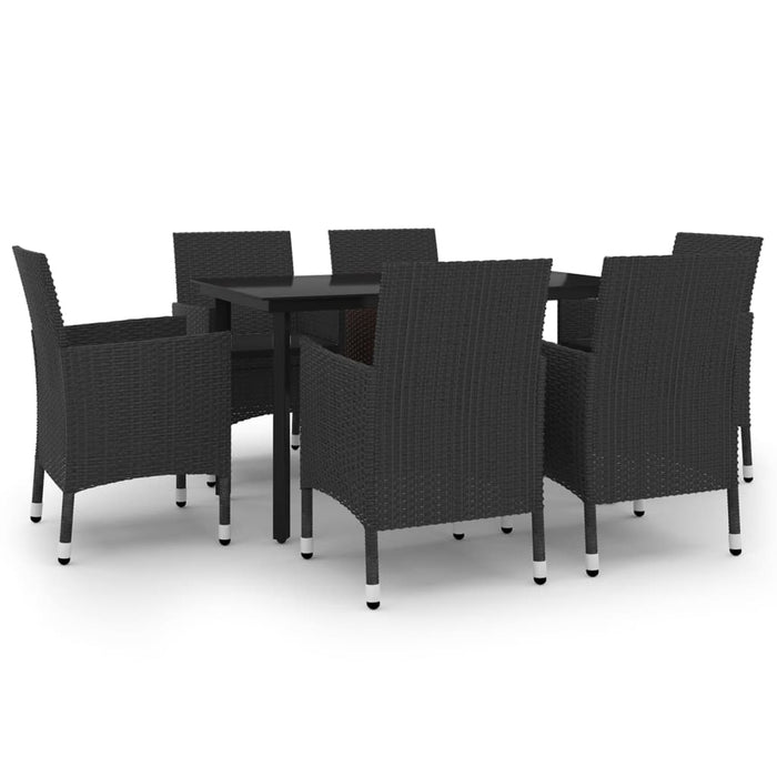 Set mobilier de grădină cu perne, 7 piese, poliratan și sticlă WALTI