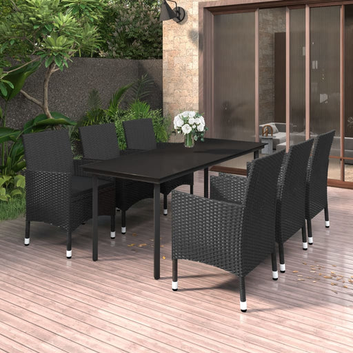 Set mobilier de grădină cu perne, 7 piese, poliratan și sticlă - WALTI WALTI
