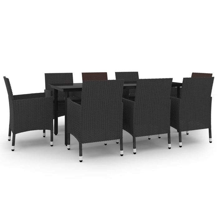 Set mobilier de grădină, cu perne, 9 piese, poliratan și sticlă WALTI