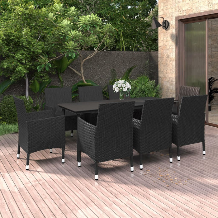 Set mobilier de grădină, cu perne, 9 piese, poliratan și sticlă WALTI