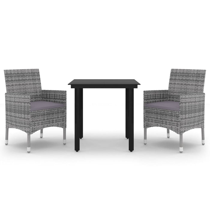 Set mobilier de grădină cu perne, 3 buc, poliratan și sticlă - WALTI WALTI
