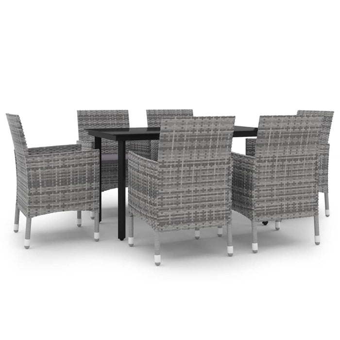 Set mobilier de grădină cu perne, 7 piese, poliratan și sticlă - WALTI WALTI